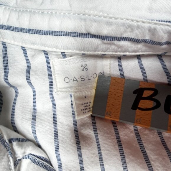 CASLON Women's White/Blue Striped Popover Shift Dress Small 3/4 Sleeve Casual - Picture 3 of 8